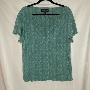 CONNECTED APPAREL TEAL CRINKLE BLOUSE (XL)